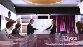  Presentation with team training - Presentation design consisting of business training at office background and a tawny brown colored foreground