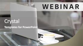  Presentation with business training - Presentation consisting of business training concept view on laptop and a cup of coffee on glass table close-up background and a gray colored foreground