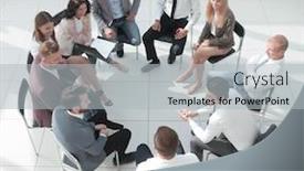  Presentation with business training - Cool new presentation with business-training-participants-sitting backdrop and a light gray colored foreground