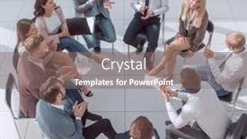  Presentation with business training - PPT layouts with business-training-participants-sitting background and a gray colored foreground