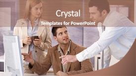  Presentation with farewell colleagues - Cool new PPT layouts with business trainnig - young colleagues teamworking in office backdrop and a coral colored foreground