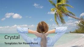  Presentation with tourism business - Amazing PPT theme having fall season empty metal benches sunshine background backdrop and a tawny brown colored foreground