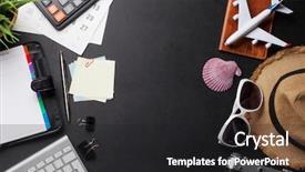  Presentation with business travel - Presentation theme consisting of business travel trip concept accessories background and a dark gray colored foreground