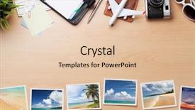  Presentation with business travel - Presentation design featuring business travel trip concept accessories background and a lemonade colored foreground