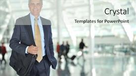  Presentation with traveler - Theme consisting of business traveler in airport concourse background and a sky blue colored foreground