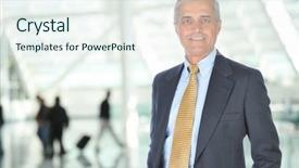  Presentation with traveler - Slides with business traveler in airport concourse background and a sky blue colored foreground