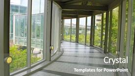  Presentation with public - Slide set enhanced with business tree - spacious hallway in a public background and a gray colored foreground