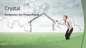  Presentation with house - Amazing PPT theme having free wifi sign with old backdrop and a dark gray colored foreground.