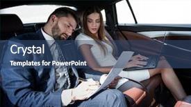  Presentation with car business - Beautiful theme featuring business trip- talking on mobile backdrop and a  colored foreground