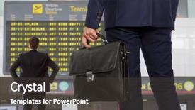  Presentation with departure board - Beautiful presentation design featuring business trip businessman backdrop and a dark gray colored foreground
