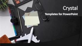  Presentation with mission - Amazing presentation design having business trip concept accessories backdrop and a dark gray colored foreground