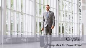  Presentation with business travel - Theme consisting of business-trip-corporate-and-people background and a light gray colored foreground