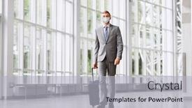  Presentation with medical business - PPT theme with business-trip-health-and-people background and a light gray colored foreground