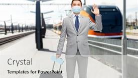  Presentation with business travel - Presentation theme having business-trip-health-and-people background and a white colored foreground