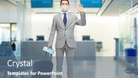  Presentation with medical business - Slide deck with business-trip-traveling-and-health background and a ocean colored foreground