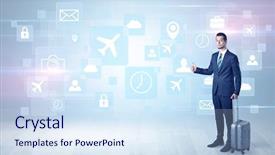  Presentation with social change - Beautiful slide set featuring business trip with social backdrop and a sky blue colored foreground