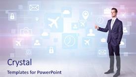  Presentation with social change - Audience pleasing PPT theme consisting of business trip with social backdrop and a sky blue colored foreground