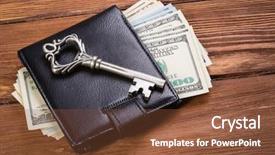  Presentation with cash - Audience pleasing presentation theme consisting of business under the key backdrop and a tawny brown colored foreground
