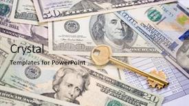  Presentation with key - PPT theme consisting of ancient paper money - business under the key background and a  colored foreground