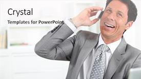  Presentation with man in suit and tie - PPT theme with business value - mature man wearing grey suit background and a white colored foreground