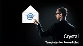  Presentation with black technology - Colorful PPT layouts enhanced with business virtual communication future technology cyberspace and people - businessman in suit and glasses pointing finger to over black background backdrop and a black colored foreground