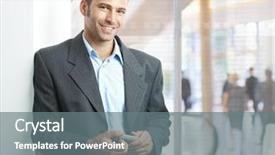  Presentation with lobby - PPT layouts with business wall - young businessman standing in office background and a gray colored foreground