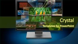  Presentation with old television set - PPT layouts consisting of business widescreen - 3d television tv set concept background and a tawny brown colored foreground