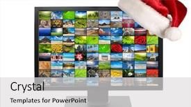  Presentation with television - Amazing PPT theme having business widescreen - christmas television concept backdrop and a light gray colored foreground