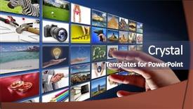  Presentation with multimedia - PPT layouts having business widescreen - hand reaching streaming multimedia background and a ocean colored foreground