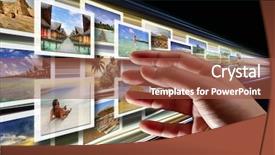  Presentation with multimedia - Audience pleasing slide deck consisting of business widescreen - hand reaching streaming multimedia backdrop and a red colored foreground