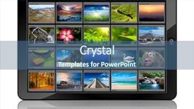  Presentation with gallery - Audience pleasing slides consisting of business widescreen - tablet pc with photo gallery backdrop and a ocean colored foreground