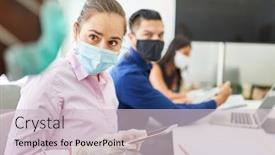  Presentation with video training - Colorful presentation theme enhanced with business-woman-and-colleague-wearing backdrop and a lemonade colored foreground