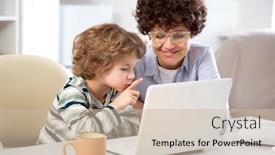  Presentation with home office - Cool new theme with business-woman-and-her-cute backdrop and a soft green colored foreground