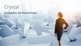  Presentation with maze - Amazing slide set having business-woman-and-maze-mixed backdrop and a sky blue colored foreground