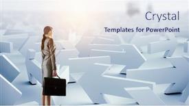  Presentation with maze - Slide set enhanced with business-woman-and-maze-mixed background and a sky blue colored foreground