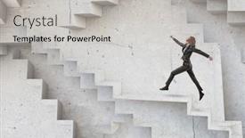  Presentation with abstract business - Presentation consisting of business-woman-and-stairs-abstract background and a light gray colored foreground