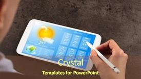  Presentation with forecast - Presentation design having business woman checking weekly weather background and a tawny brown colored foreground