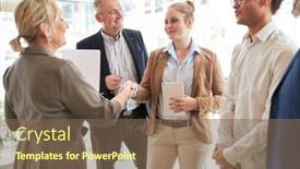  Presentation with hiring - Theme featuring business-woman-congratulates-trainee background and a violet colored foreground