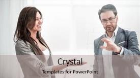  Presentation with contract - Slide deck consisting of business woman discussing idea background and a light gray colored foreground