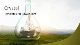  Presentation with lotus - Slides consisting of business-woman-doing-yoga background and a white colored foreground