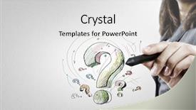  Presentation with finance question - Presentation design with business woman drawing question mark background and a white colored foreground