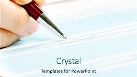  Presentation with woman hands raised to sky - Presentation theme consisting of business woman filling tax form background and a sky blue colored foreground