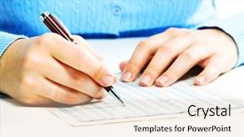  Presentation with tax - Amazing slide set having business woman filling tax backdrop and a lemonade colored foreground