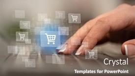  Presentation with online shopping - Audience pleasing presentation theme consisting of business woman hand typing on keyboard with online shopping concept backdrop and a violet colored foreground