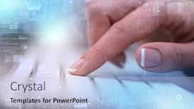  Presentation with international business - Theme enhanced with business woman hand typing on keyboard with international system concept background and a light blue colored foreground