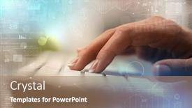  Presentation with international business - Slide set enhanced with business woman hand typing on keyboard with international system concept background and a coral colored foreground