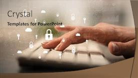  Presentation with woman business - Presentation theme enhanced with business-woman-hand-typing background and a soft green colored foreground