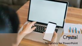  Presentation with financial - Presentation theme consisting of business woman hand with financial background and a  colored foreground