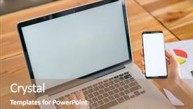  Presentation with financial - PPT layouts with business woman hand with financial background and a coral colored foreground