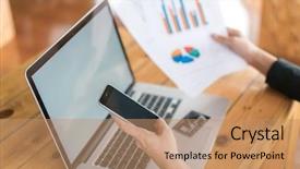  Presentation with financial - Beautiful slide set featuring business woman hand with financial backdrop and a  colored foreground